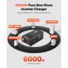 Pure Sine Wave Inverter Charger, 6000 Watt, DC 48V to AC 120V Power Inverter with LCD Display, Remote Control