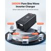 Pure Sine Wave Inverter Charger, 3000W, DC 12V to AC 120V Power Inverter with LCD Display, Remote Control, Low Frequency, for RV Camper Home