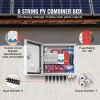 PV Combiner Box, 6 String, Solar Combiner Box with 15A Rated Current Fuse 125A Circuit Breaker Lightning Arrester and Solar Connector