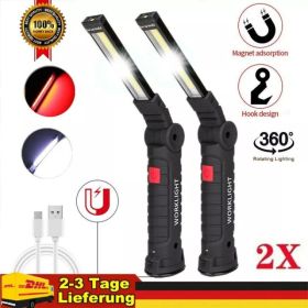 USB Rechargeable COB LED Work Light Inspection Hand Torch Flashlight 360 Rotate Base Magnetic Lamp For Car Repair Camping (Option: Work Light)