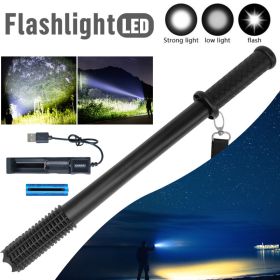 Baseball LED Flashlight Rechargeable Torch Spotlight Emergency Security Work Light 3 Lighting Modes (Option: Black)